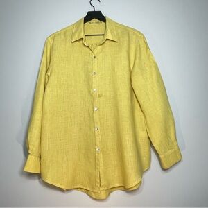 CUT LOOSE 100% Linen Women's Shirt Long Sleeve Chartreuse Yellow Size Small
